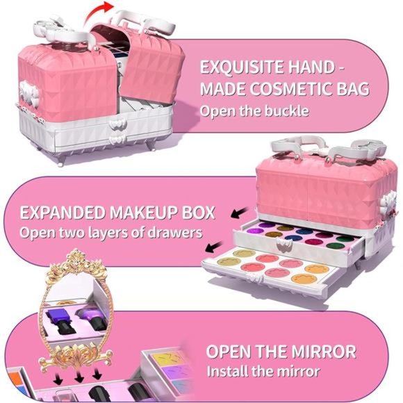 Kids Makeup Kit - 52 Pcs Pretend Makeup, Washable For Kids - Picture 6 of 7